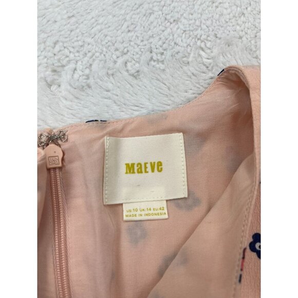 Anthropologie Maeve Geoplanes Dress 10 Short Sleeve Peach Floral - Picture 4 of 7